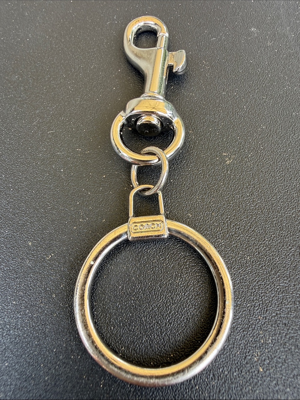 Vintage Coach Silver-Tone Key Ring with Clip